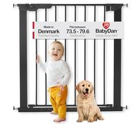 BabyDan Premier, Barrière de sécurité sans perçage, 73,5 à 79,6 cm, en métal, noir, fabriquée au Danemark (grille pour animaux domestiques, grilles pour chiens)
