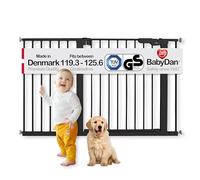BabyDan Premier, Extra large barrière de sécurité monté sur pression, 119,3-125,6 cm, métal, noir, fabriqué au Danemark - Barrière pour animaux/chien