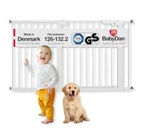 BabyDan Premier, Extra Large Monté sur Pression Stair Gate, 126-132,2 cm, Barrière pour bébé/Barrière de sécurité, Métal, Blanc, Fabriqué au Danemark - (Pet Gate/Barrière pour chien)