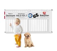 BabyDan Premier, Extra Large Monté sur Pression Stair Gate, 145,5-151,7 cm, Barrière pour Bébé/Barrière de Sécurité, Métal, Blanc, Fabriqué au Danemark - (Pet Gate/Barrière pour Chien)