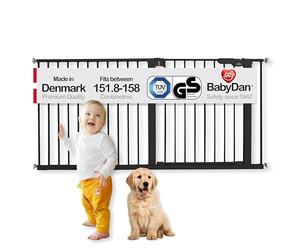 BabyDan Premier, Extra Large Monté sur Pression Stair Gate, 151,8-158 cm, Barrière pour Bébé/Barrière de Sécurité, Métal, Noir, Fabriqué au Danemark - (Pet Gate/Barrière pour Chien)