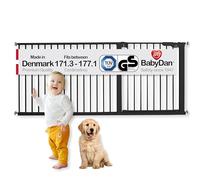 BabyDan Premier, Extra Large Monté sur Pression Stair Gate, 171,3-177,1 cm, Barrière pour Bébé/Barrière de Sécurité, Métal, Noir, Fabriqué au Danemark - (Pet Gate/Barrière pour Chien)