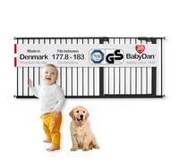 BabyDan Premier, Extra Large Monté sur Pression Stair Gate, 177,8-183 cm, Barrière pour bébé/Barrière de sécurité, Métal, Noir, Fabriqué au Danemark - (Pet Gate/Barrière pour chien)