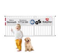 BabyDan Premier, Extra Large Monté sur Pression Stair Gate, 177,8-183 cm, Barrière pour bébé/Barrière de sécurité, Métal, Blanc, Fabriqué au Danemark - (Pet Gate/Barrière pour chien)