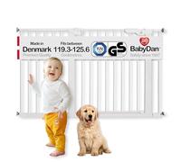 BabyDan Premier, Extra Wide Pressure Fit Stair Gate, 119.3-125.6 cm, Baby Gate/Safety Gate, Metal, White, Made in Denmark - (Pet Gate/Dog gate)