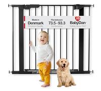 BabyDan - Premier Grille de Porte-Portail d'Escalier à Fixer 86-93. 3 Cm, Fabriquée au Danemark et Certifiée TÜV GS, Couleur : Noir