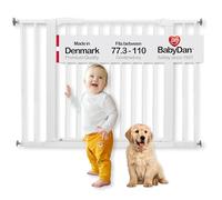 BabyDan Swing Shut Barrière de Sécurité pour Bébé et Animaux, Monté sur Pression, 77,3-110 cm, Blanc, Fabriqué au Danemark