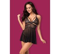 Babydoll Obsessif Noir Avec Dentelle Et String Modèle 838-BAB-1 Lingerie