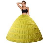 Babydress® Jupons Crinoline 6 Cerceau Mariage Mariée Hoopless Robe de Mariée Femme Jupes Sculptantes Wedding Petticoat Robe de Bal (6 Hoop, Jaune)