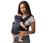BABYGO AirMesh Porte-bébé avec bavoir intégré | de 0 à 18 mois | Technologie AirMesh réglable, légère et respirante (bleu marine, maille aérée)