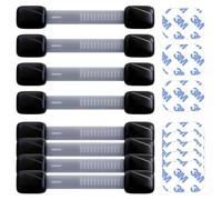 BABYGO® Butoir de porte d'armoire de sécurité bébé (10 serrures + 2 clés + 8 protections d'angle de table bébé) Armoire de sécurité magnétique Sécurité enfant (Noir, Sangle de sécurité)