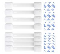 BABYGO® Butoir de porte d'armoire de sécurité bébé (10 serrures + 2 clés + 8 protections d'angle de table bébé) Armoire de sécurité magnétique Sécurité enfant (Blanc, Sangle de sécurité)