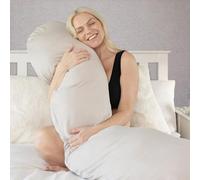 BABYGO® Oreiller de grossesse en forme de lune | Design ergonomique pour soutenir le dos, les bosses et les hanches | Aide au sommeil de maternité avec housse en bambou | Flocons d'avoine