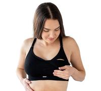 BABYGO® Soutien-gorge de maternité | Confort pour l'allaitement, la grossesse et le post-partum | Soutien-gorge d'allaitement sans couture, sans fil et super doux, Noir , L