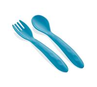 Babyjem Set Cuillère et Fourchette Bébé, Couverts Apprentissage Repas pour Bébés et Tout-Petits, Auto-Alimentation, Bleu