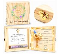 BABYKUMA Cadeau de communion pour filles et garçons, boîte en bois à LED, cadeau d'argent, cadeau de première communion, cadeau de communion, cadeau de communion, cadeau de communion, cadeau de