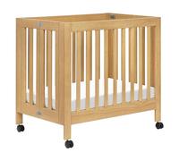 Babyletto Origami Mini Berceau Portable Pliable avec Roues en Miel, 2 Positions de Matelas réglables, certifié Greenguard Gold