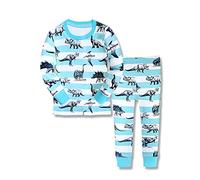 Babylike “ Dinosaure ”Pyjama Deux-pièce, graçons et Filles, 100% de Coton (Groupe d’âge : 2-10 Ans)(Bleu,3-4 Ans)