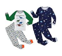 Babylike Ensemble De Pyjamas - Paquet de 4 - Garçon， 100% de Coton (Groupe d’âge : 2-10 Ans)，4-Piece Pajama Set Bébé Garçon(Dinosaure-Star-4 pièces,2 Ans)