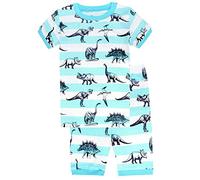Babylike “Short de Dinosaure ”Pyjama Deux-pièce, graçons et Filles, 100% de Coton (Groupe d’âge : 2-11 Ans)(Bleu,6-7 Ans)