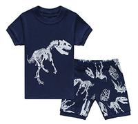 Babylike “Short de Dinosaure ”Pyjama Deux-pièce, graçons et Filles, 100% de Coton (Groupe d’âge : 2-11 Ans)(Bleu Foncé,10-11 Ans)
