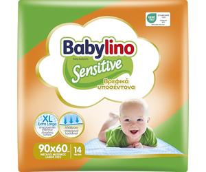 Babylino Sensitive, Alèse Jetable pour Bébé 60x90 cm, Protection Table et Matelas à Langer Bébé, Traverses lit avec Absorption supplémentaire, 14 unités