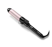 BaByliss Boucleur à pince de 38mm - Cylindre Satin Touch, 10 réglages de température, boucleur professionnel avec support de sécurité intégré, Noir et rose, C338E