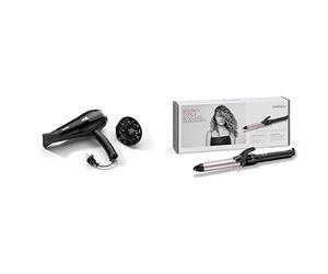 BaByliss Boucleur Curling Tong 25mm pour des Boucles Rapides et Rebondies C325E & Sèche-cheveux Cordkeeper 2000 avec Technologie Ionique et Cordon Rétractable D373E