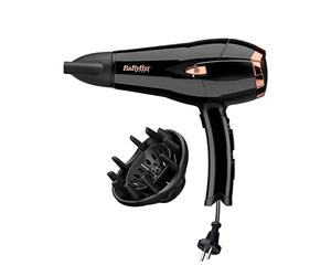 BaByliss Sèche-cheveux Cordkeeper - Sèche-cheveux puissant de 2000W avec 1,65m cordon rétractable, Technologie ionique anti-frisottis, 3 réglages de température et 2 réglages de vitesse, Noir, D373E
