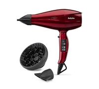 BaByliss Sèche-cheveux Pro Digital avec Diffuseur - Sèche-cheveux ultra-rapide et professionnel de 2200W, Ionique, Fabriqué en Italie, 3 températures & 4 vitesses avec Fonction Turbo, Rouge, 6001DE