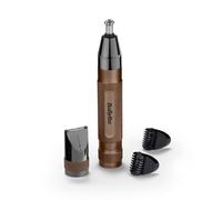 BaByliss Super-X Tondeuse de précision 3 en 1 pour hommes, bronze | Tondeuse 3 en 1 pour oreilles, sourcils et nez, accessoire de précision, 2 sabots 3 et 5 mm, outil de soin sans fil, NT997U