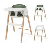 Babylo Sit & Grow Chaise haute et siège enfant avec harnais sécurisé et repose-pieds, doublure rembourrée amovible et plateau pour un nettoyage facile, blanc et vert