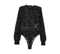 Babylon - Body en dentelle à col haut brodé - Femme - Tops - Noir - Taille: 48 FR