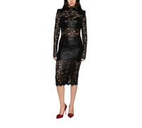 Babylon - Robe Mi-longue en Dentelle à Col Haut - Femme - Robes - Noir - Taille: 50 FR