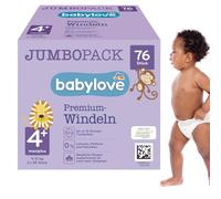 Babylove Couches Premium actives (taille 4+ et Maxiplus 9-20 kg) Jumbo Pack 2 x 38 unités, 76 St