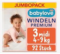 babylove Lot de 92 couches de qualité supérieure Taille 3 Midi (4-9 kg)