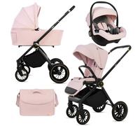 BabyLux® Poussette 3en1 Set Rosso, Pliable Léger Set De Poussettes Combinées In aignoire Pour Bébé, Buggy Siège Sport, Coque Pour Bébé I-Size et Plus D'accessoires, 4 Positions De Couchage, 0-22kg