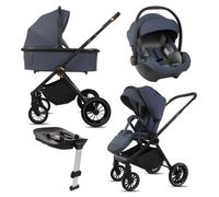 BabyLux® Poussette 4en1 CASTOR, Pliable Set De Poussettes Combinées Légères | Incl. Nacelle, Buggy De Voyage, Siège Enfant I-Size, Base Auto, 4 Positions De Couchage, 0-22kg, Protection UV 50+