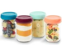 BABYMOOV Babybols lot 4 pots de conservation bébé en verre 220ml, couvercles hermétiques & réinscriptibles, gradués