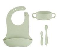Babymoov Coffret Premiers Repas Mini Arty – Bol silicone, 2 cuillères 1er âge, bavoir récupérateur