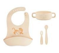 Babymoov – Coffret repas bébé Mini Roar: bol silicone, 2 cuillères 1er âge, bavoir récupérateur