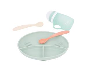 Babymoov Coffret repas 24-36 mois 4 pièces GROW'ISY - 1 gourde + 2 cuillères ergonomiques + 1 assiette compartimentée - Co-créé avec un ergothérapeute