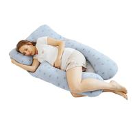 Babymoov Coussin de grossesse et d'allaitement en Coton Bio B LOVE Bleu , Certifié Oeko-Tex , Made in Europe ,Format XXL évolutif avec petit coussin détachable