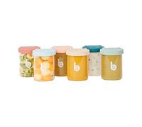 Babymoov ISY BOWLS - 6 Pots de Conservation en Verre Borosilicate Ultra Résistant, Gradués 250 ml, Hermétiques et 100% Recyclables