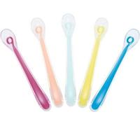 BABYMOOV Lot de 5 Cuilleres bébé 1er âge en silicone, ergonomiques, passent au lave-vaisselle, sans BPA, multicolore