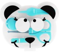 Badabulle Mon 1er Kit Manucure, Trousse de Soin des Ongles pour Bébé avec Ciseaux à Bouts Ronds, Coupe-Ongles, Lime à Ongles, Pince d'Hygiène et son Cache