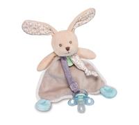 BABYNAT Doudou attache sucette LAPIN POUPI - 100% polyester - 17 cm - Nature