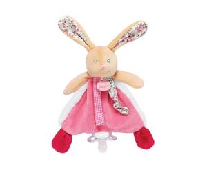 BABYNAT Doudou attache sucette LAPIN POUPI - 100% polyester - 17 cm - Rose