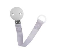 babynova Attache-sucette avec sangle en tissu, clip et anneau en silicone - Porte-sucette pour bébé - Compatible avec toutes les sucettes - Essentiel pour nouveau-né - Sans BPA - Gris