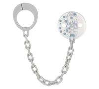 babynova Chaîne de Sucette avec Clip et Anneau Adaptateur - Attache-Sucette pour Bébé - Compatible avec Toutes les Sucettes - Essentiel pour Nouveau-né - Sans BPA - Pois bleus